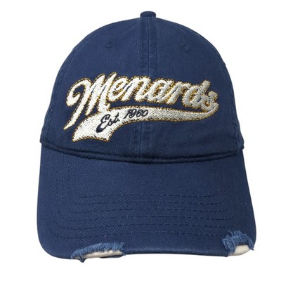 Menards Est. 1960 Strapback Hat Blue One Size Embroidered Spell Out