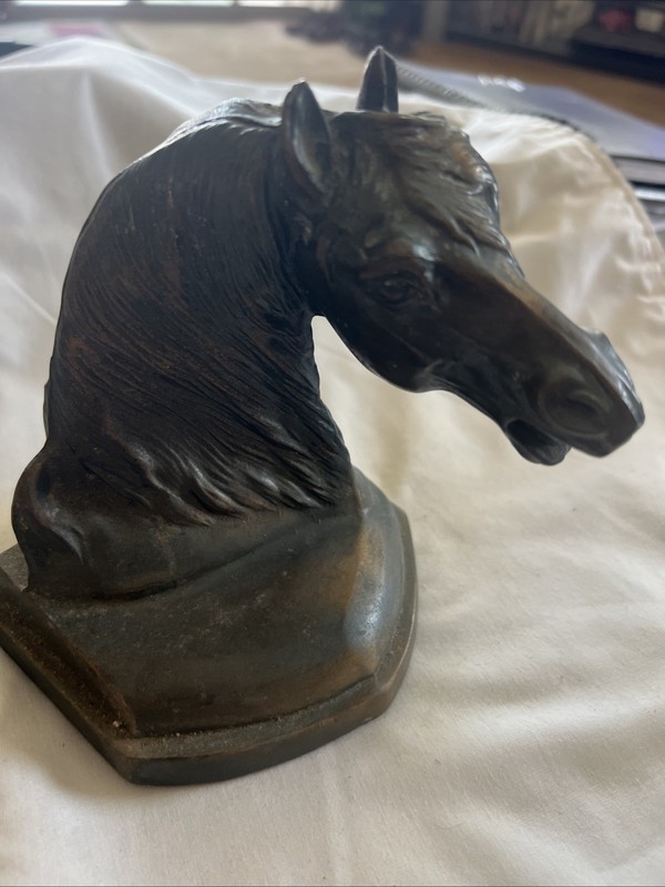 Vintage Brass Horse Head Bookend - 6" Tall