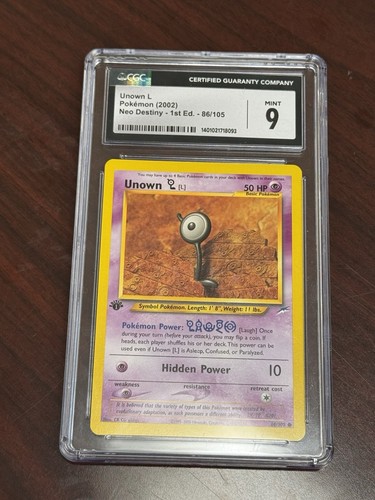 Unown [L] (1st Edition) graded CGC 9 for sale on eBay