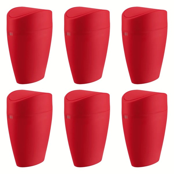 Baliv Kosmetikeimer 6X 1,25 L Rot Kunststoff Schwingdeckel Bad Wc MüLleimer-image