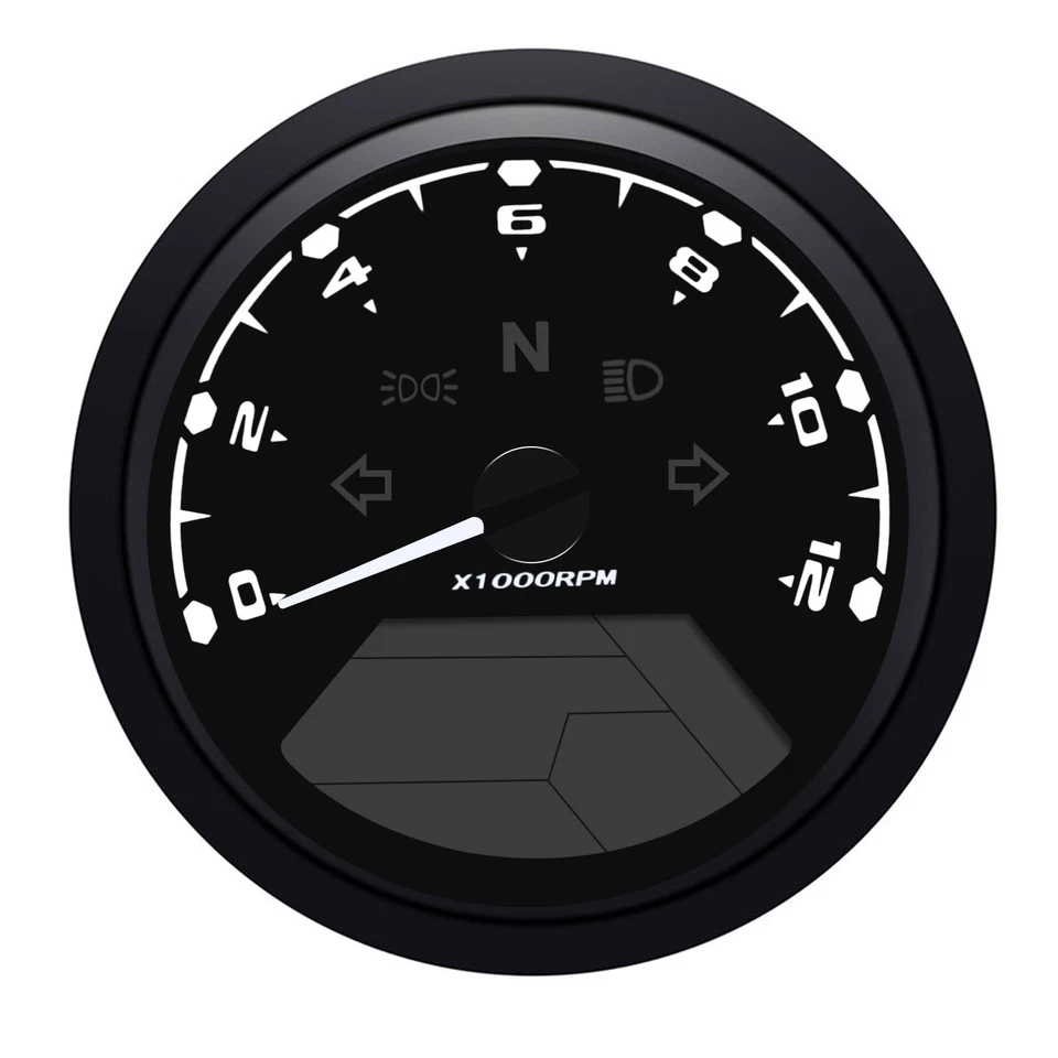 Universal Digital Moto Odómetro Velocímetro Tacómetro Medidor 1200RPM Foto 4 de 4