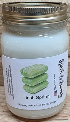 Irish Spring Soy candle. 16oz Jar, 8oz Tin, 3oz Wax Melt Free Shipping