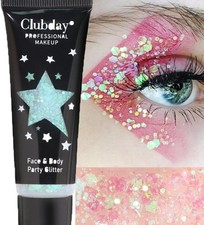Gl-Turelifes Face Body Glitter Gel Sequins Eyes, Lips,Hair, Nail, FaceBody White