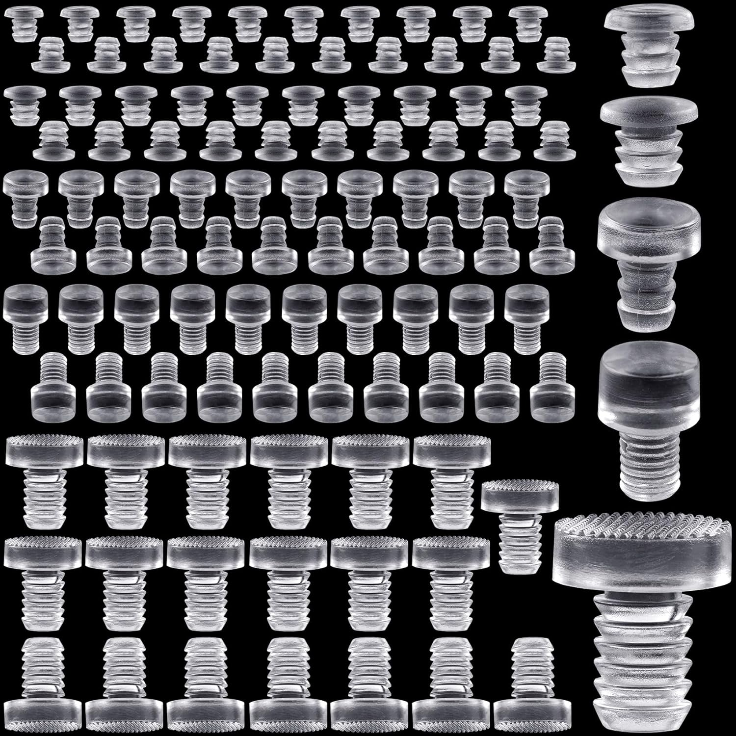 50 Pcs Glass Top Table Bumpers with Stem 5 Sizes Anti Slip Pads Cabinet Stoppers