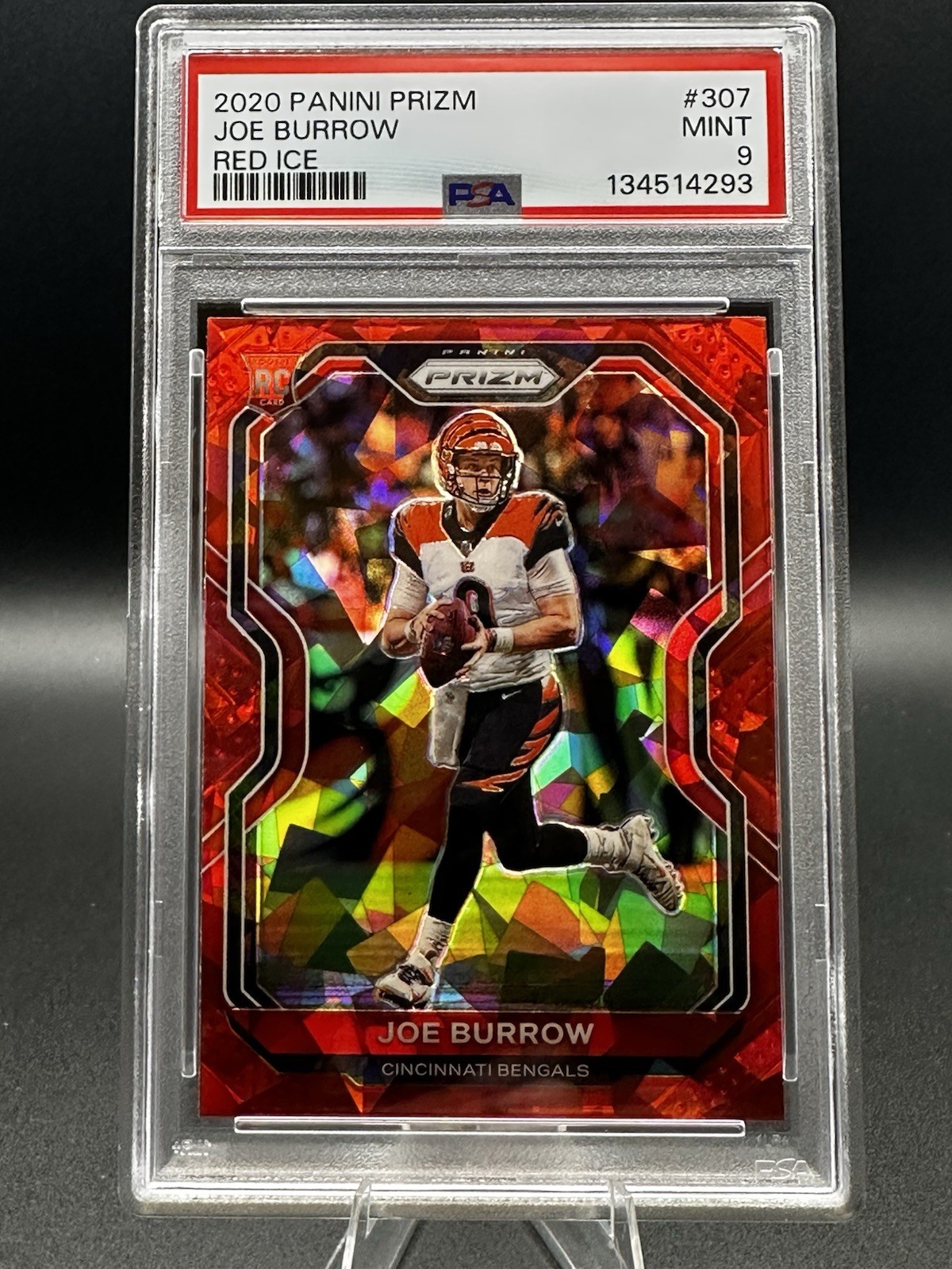 2020 Panini Prizm Joe Burrow RC Red Ice PSA 9 Mint #307 Rookie
