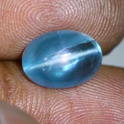 3.87 Cts_Very Rare to Find_100 % Natural Unheated Blue Apatite Cat's Eye
