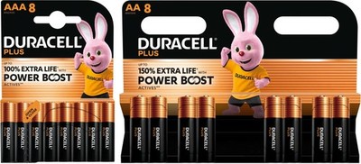 32 Duracell Plus Power Boost Batterien im 8er Blister (16x AA + 16x AAA)