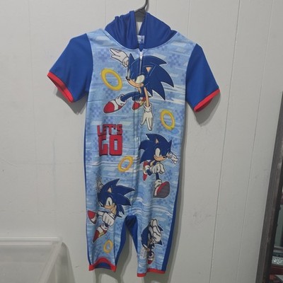 SEGA Sonic the Hedgehog Boys One Piece Short Sleeve Pajama Blue Zip Closure