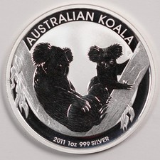 2011-P Australia One Dollar - Koala - 1 oz .999 Silver - Loose NO CAPSULE