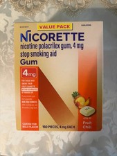 Nicorette Nicotine Gum 4mg Fruit Chill 160 Pieces Exp 11/27