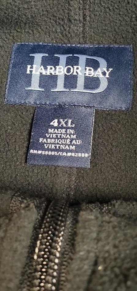 Chaqueta cortavientos Harbor Bay para hombre 4XL negra forrada de lana bolsillos con cremallera al aire libre Foto 3 de 4