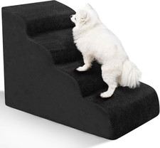 Dog Stairs for Small Dogs - High Density Foam Pet Steps, Extra Wide Dog Ramp wit
