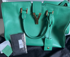 Saint Laurent Damen Henkeltasche Leder grün ...