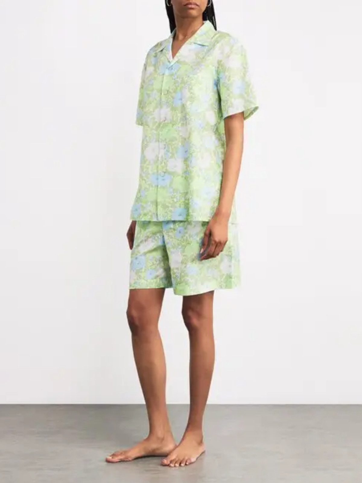 Olivia Von Halle Emeli Hester Floral Green Cotton-Silk Pyjamas. BNIB. RRP £475