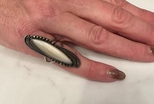 Vintage Cool Sterling Silver Mother of Pearl Ring Size 6 Boho Southwestern Style