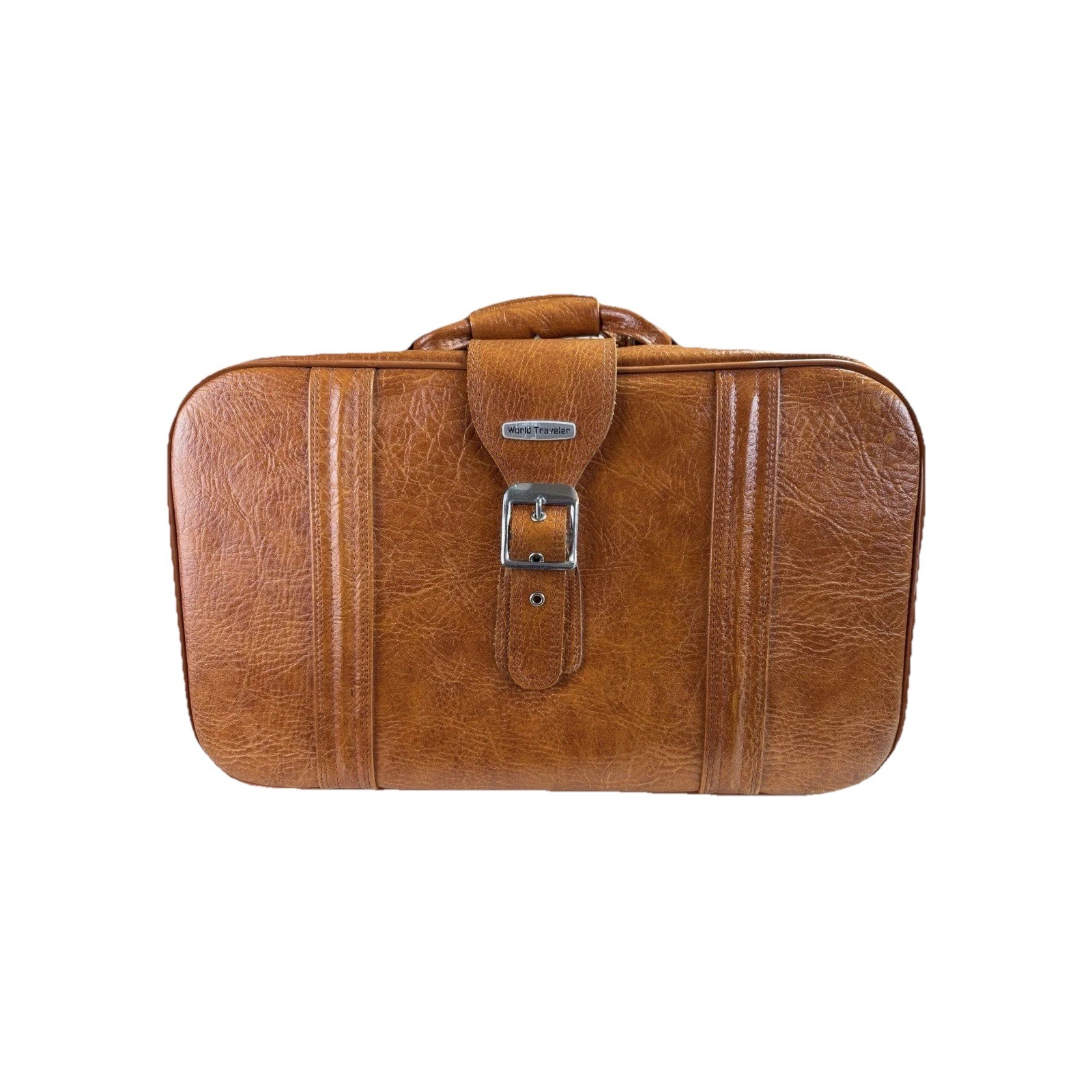 Vintage World Traveler Leather Overnight Travel Bag Carry Case YKK Zipper
