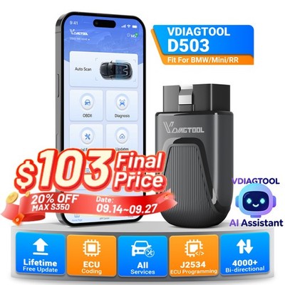  VDIAGTOOL D503 OBD2 Scanner J2534 Programming Diagnostic Lifetime Free Update