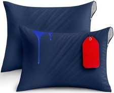 Zippered Pillow Protectors,Waterproof Queen Size,Bed Bug Proof Covers,Blue