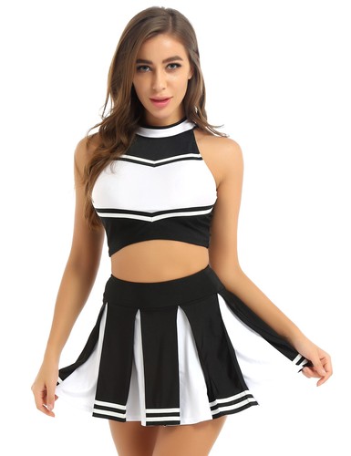 Womens Cheerleader Costume Cheer High School Girl Cosplay Fancy Dress Mini Skirt - Picture 9 of 121