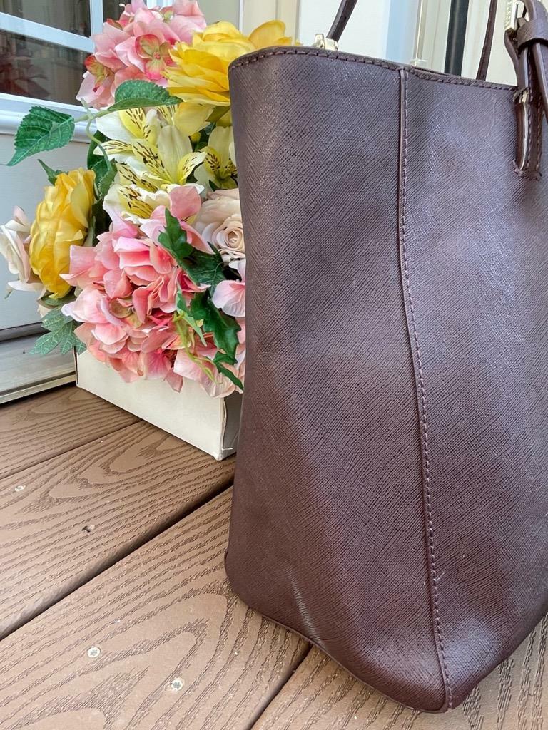 Tory Burch York BROWN Saffiano Leather Tote Bag (100 | eBay display picture 3