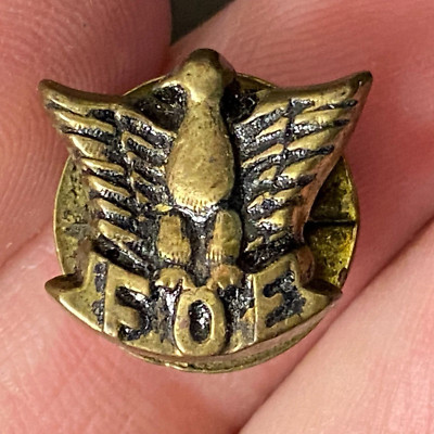 FOE Fraternal Order of Eagles Lapel Pin Metal Vintage 16mm w/ Stuck Nut