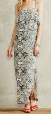 Vanessa Virginia/ Anthropologie Fliese Maxi Dress Black & White ,Size 6 NWT!