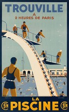 Art Ad TROUVILLE  LA PISCINE Swimming Bathes Diving Travel Poster Print