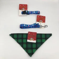 Best Brands Christmas Holiday Pet Dog Collar, Leash, & Bandana NEW