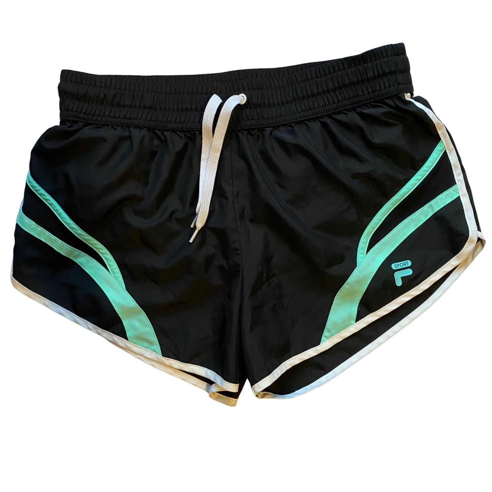 Pantaloncini da corsa Fila donna nero verde menta incorporati slip traspiranti 3" taglia small