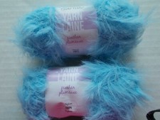 Needle Crafters Feather eyelash yarn, Light Blue, lot of 2 62 yds ea