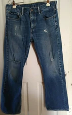 Levis 527 Blue Jeans 36x32 (35x30.5) Naturally Distressed Destroyed Holey Cotton