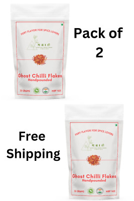 KriKshi Bio geräucherte Ghost Chiliflocken [2er Pack] ohne Zusatz von Konserv...