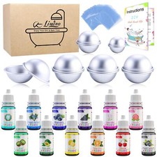 12-Piece Bath Bomb Mold Set DIY Supplies with Dyes, Wraps Instructions