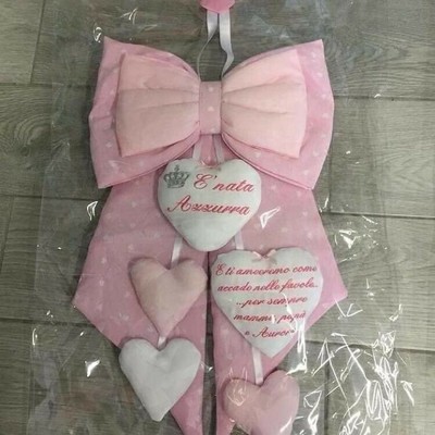 Dettagli Su Fiocco Coccarda Nascita Personalizzato Come Piu Vi Piace Con Nome O Frase