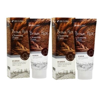 1+1 3W Clinic Brown Rice Deep Cleansing Foam bright exfoliation for Unisex 100ml