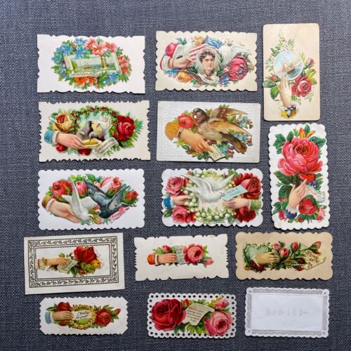 Antique Victorian Calling Card Lot of 14 with Die Cuts Junk Journal Scrapbook - Picture 1 of 13
