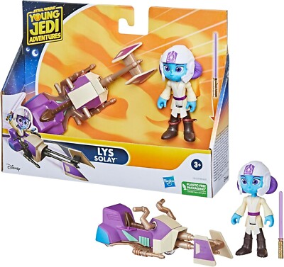 NEW! Disney Star Wars Young Jedi Adventures Lys Solay & Speeder Bike Vehicle Set