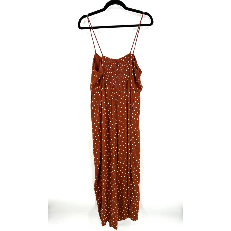 MADEWELL Burnt Orange White Polka Dot Lightweight Wide Leg Jumpsuit Size 14 - Image 3 of 4