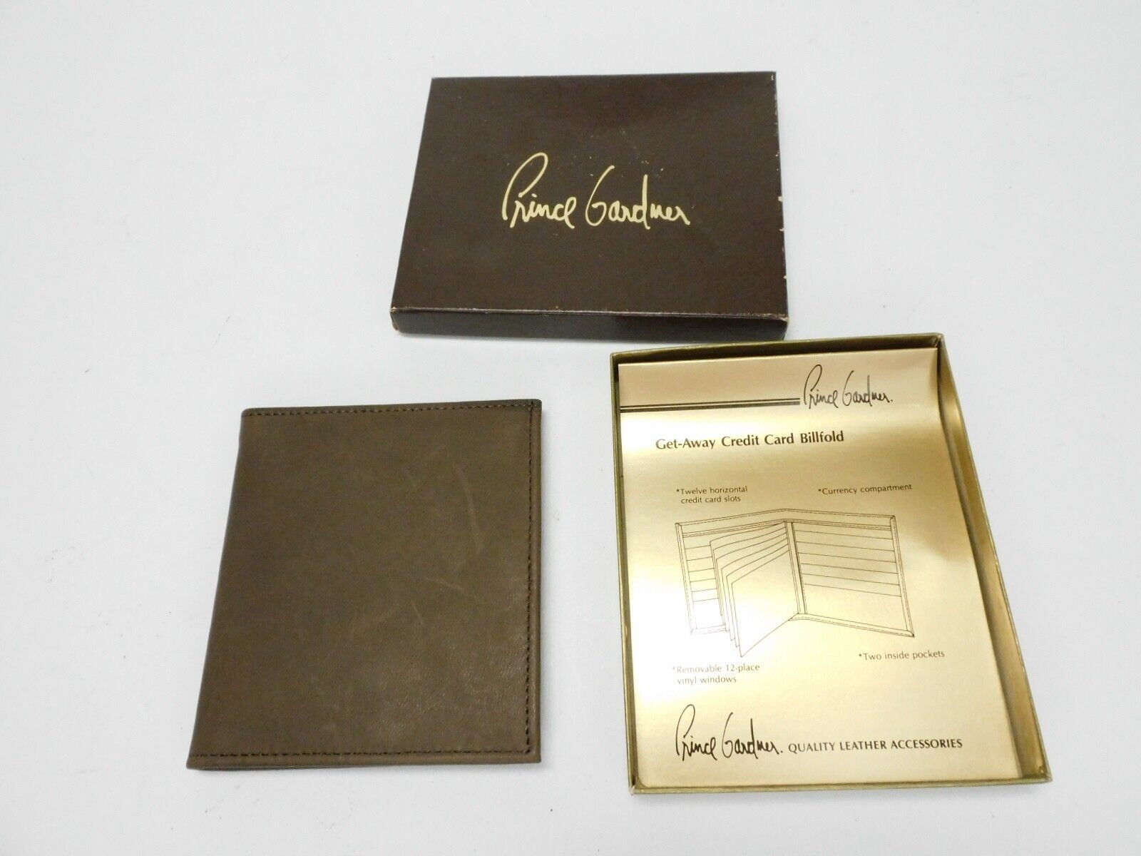Vintage Prince Gardner Get-Away 12 Card Billfold Leather Brown