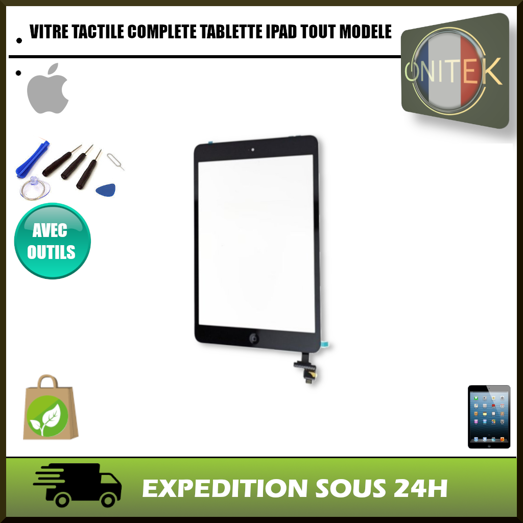 Vitre Tactile (Digitizer) Noire Pour IPad 2 - Remplacement + Kit D'Outils Inclus