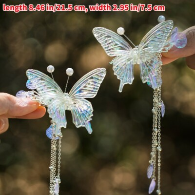 Fermagli per capelli a farfalla con perle mobili Blingbling clip per capelli a f
