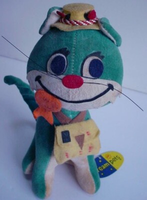 Dream Pets Cat Fish N Chips with tag Wood Stuffed Vintage 1960s Dakin