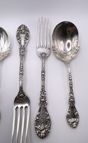 5er Set Sterling Silber Durgin Marechal Niel Gabeln und Löffel - Bild 3 von 11