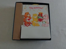 Vintage Care Bears 1987 Pop-Up Two-Sided Christmas Cards ~ Complete Box 10 Cards