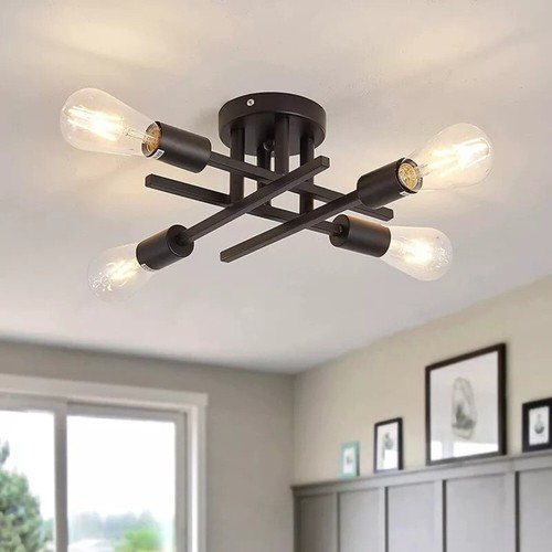 Sputnik Ceiling Light 4 Arms Chandeliers Gold Industrial Fitting Living Room E27 - Picture 11 of 17