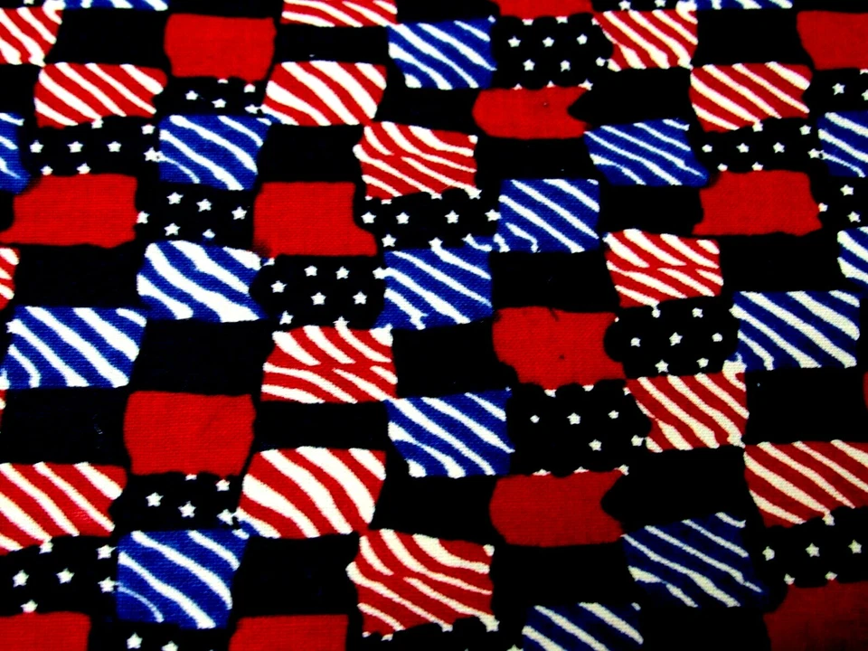 Cotton Sewing Fabric Patriotic Stars Stripes Print Red White Blue 3 yds - Image 2 of 3