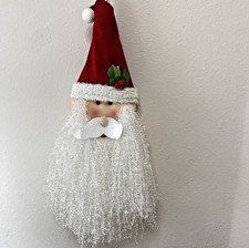 Santa Head Christmas Holiday Style Soft Beard 34  Plush Colorful Red Beaded Hat