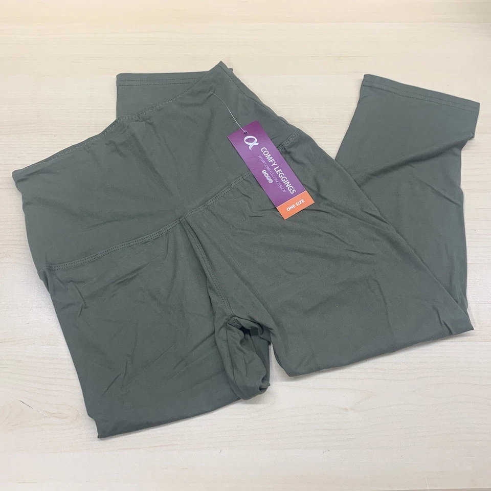 Leggings capri para mujer talla única verde oliva 5" cintura alta yoga, correr Foto 2 de 4