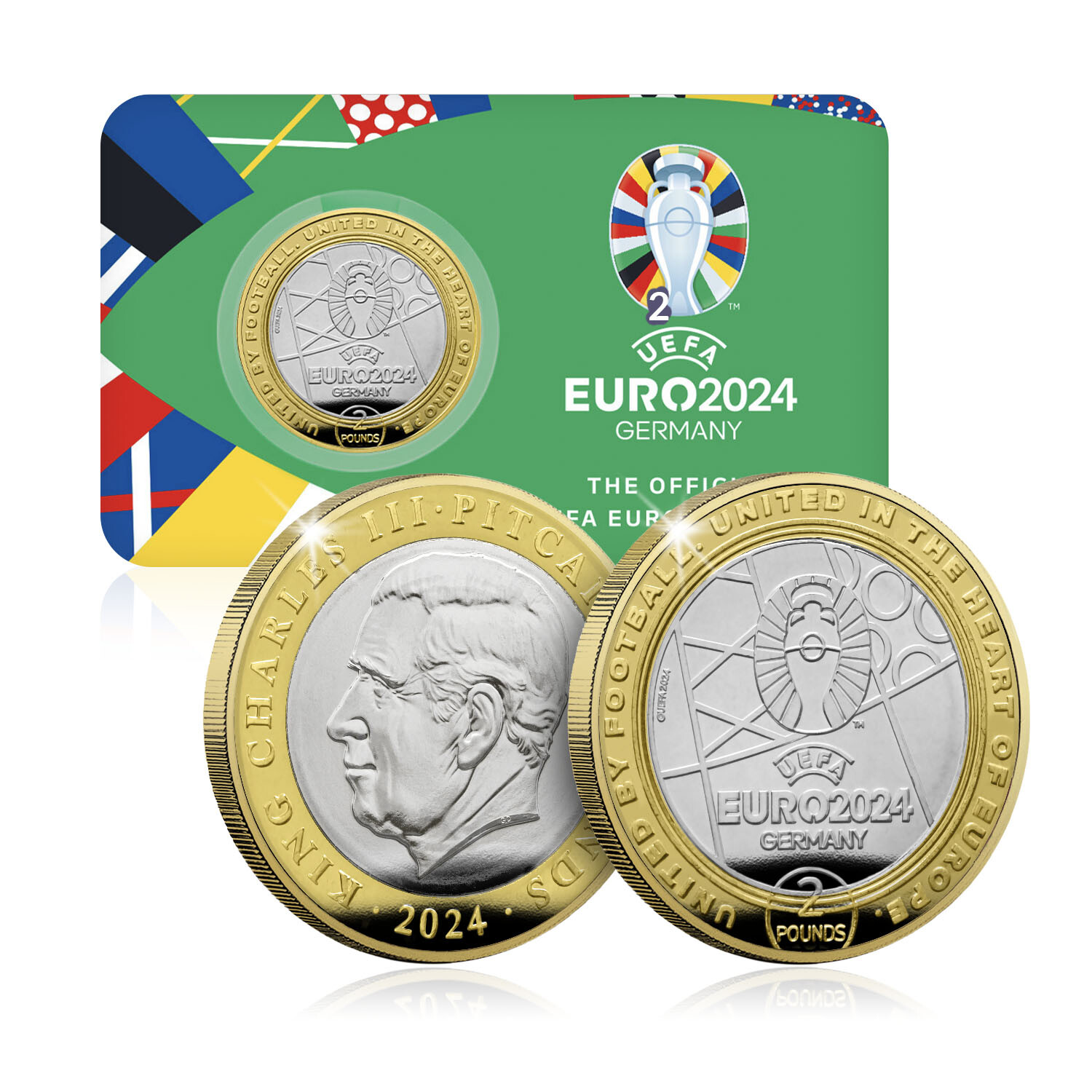 Official UEFA Euro 2024 Football Tournament Commemorative Coin BU £2 2024