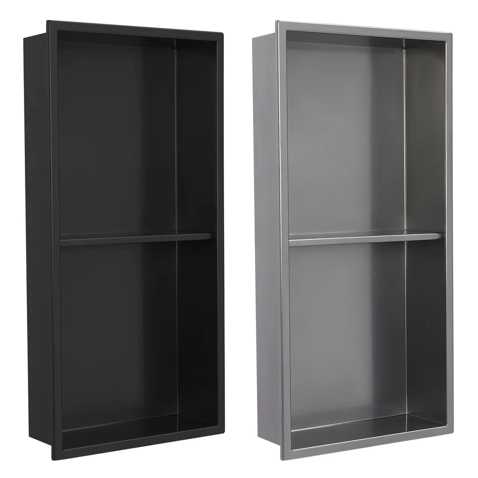 2 Colores Acero Inoxidable Montado en Pared Ducha Nicho Baño Ducha Estante 12"x24" Foto 4 de 4